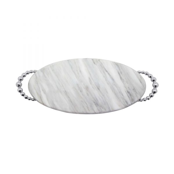 Mariposa Pearled Long Oval Marble Platter