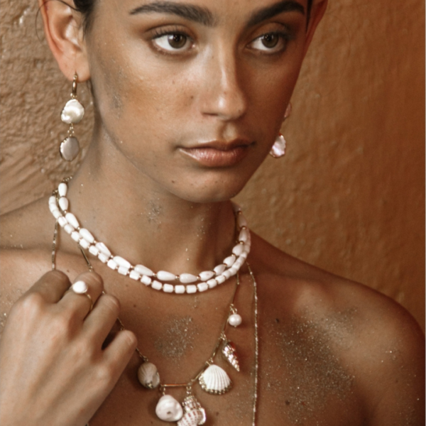 Assorted Seashell Necklace on Model