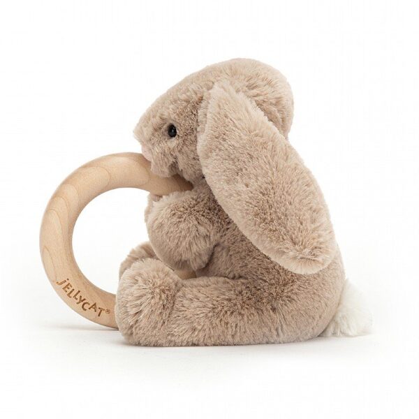 Jellycat Beige Bunny Wooden Ring Toy Side