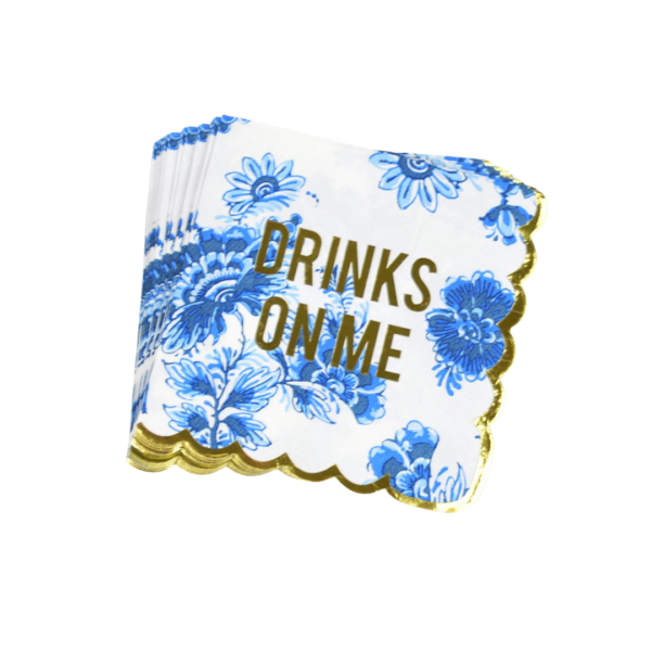 Blue Floral Drinks on Me Napkins