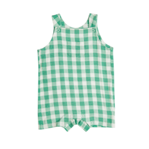 Angel Dear Green Gingham Overall Shorts