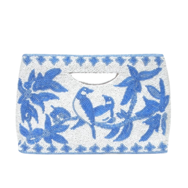 Periwinkle Beaded Cut-Out Handle Clutch