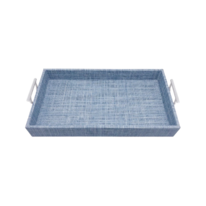 Mariposa Faux Grasscloth Metal Handled Small Tray