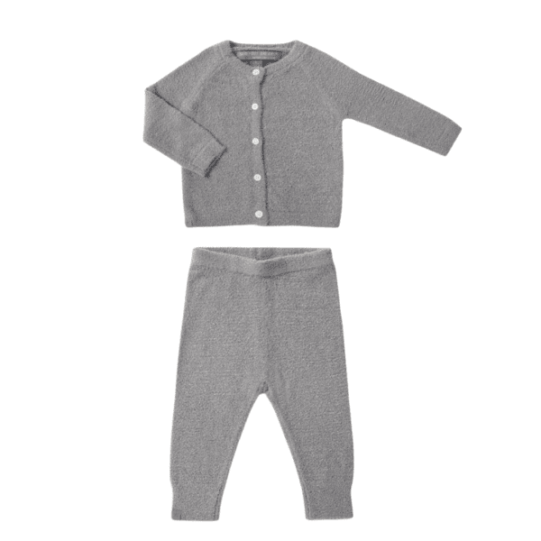 Pewter Barefoot Dreams CozyChic Lite Infant Classic Cardi and Pant Set