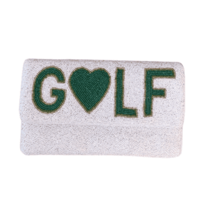 Green Beaded Foldover Golf Clutch