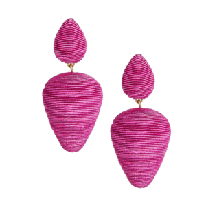 Hot Pink Silk Wrapped Earrings
