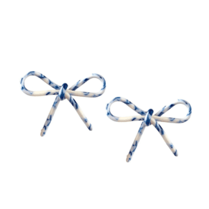 Blue and White Bow Earrings