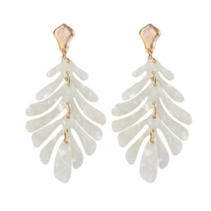 White Petite Palm Drop Earrings