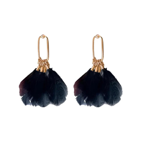Black Feather Earrings - Fall Statement Accessories