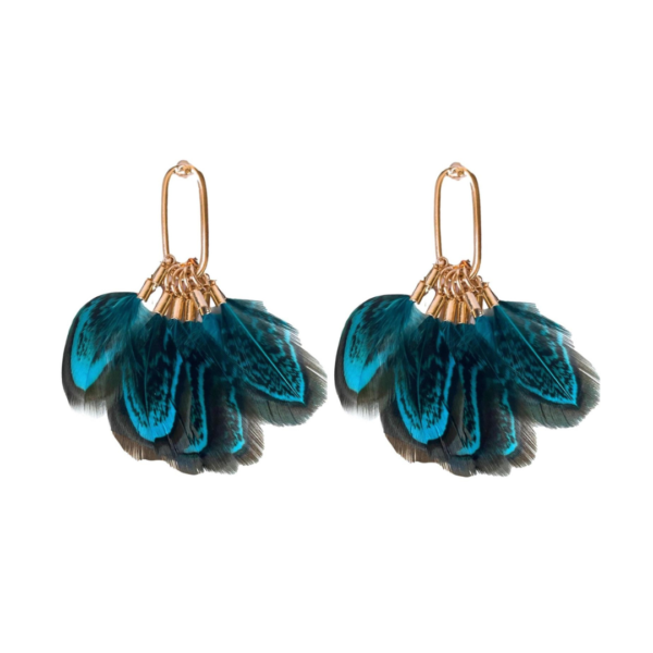 Blue Peacock Feather Earrings - Autumn Accessory