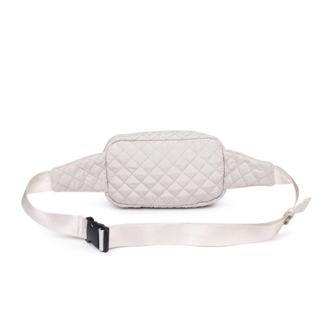 Off White Quilted Fanny Pack Belt Bag - checkered moon