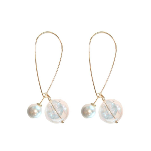 Pearl and Glass Threader Earrings