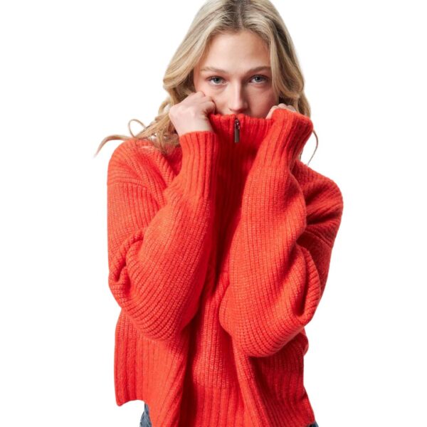 John and Jenn Bright Orange Half-Zip Sweater 2