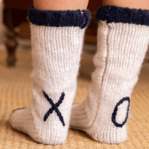 Oatmeal Sailor Love XO Slipper Socks 1