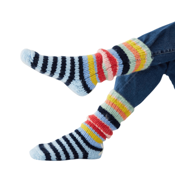 Rainbow Striped Sailor Love XO Slipper Socks 2