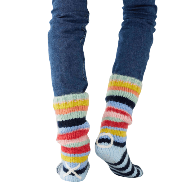 Rainbow Striped Sailor Love XO Slipper Socks