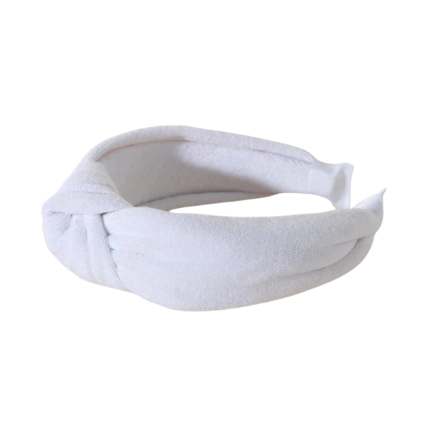 White Knotted Terry Headband