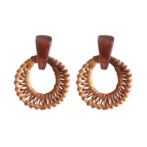 Brown Bali Button Statement Stud Earrings
